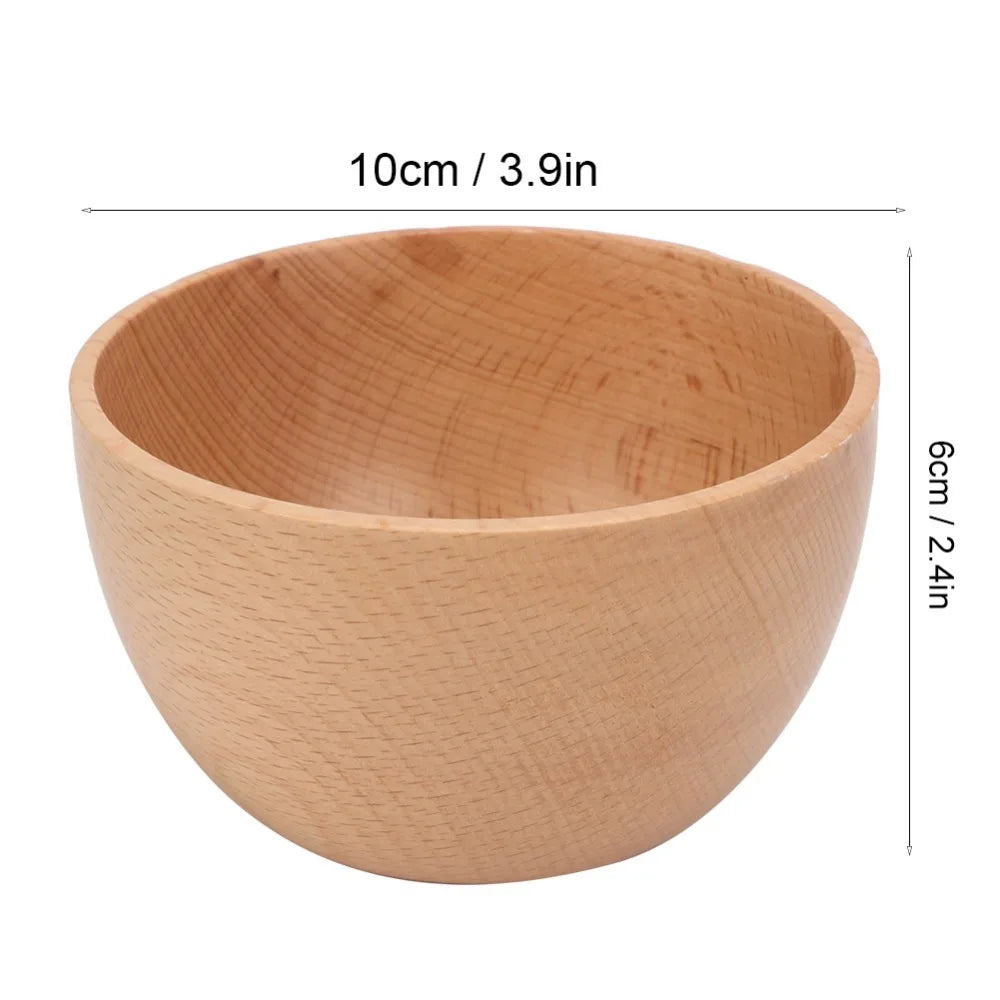 Multi Purpose Wooden Rice Bowl Whole Carved Smooth Soup Bowl Round edge Thickened Wood Tableware Soup Meal