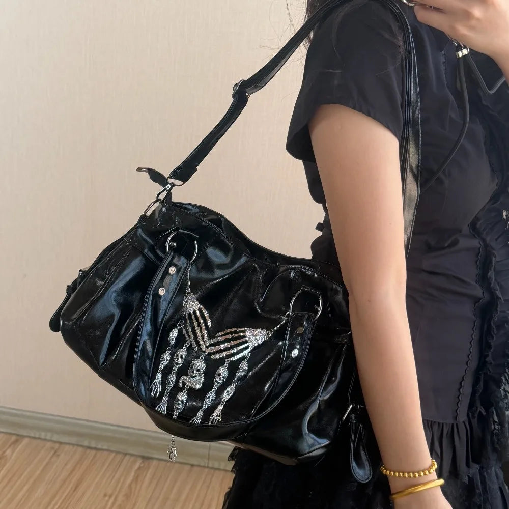 Vintage Subculture Punk Women's Bag Goth Spice Girl Large Capacity Locomotive Bag Single Shoulder Tote Bag