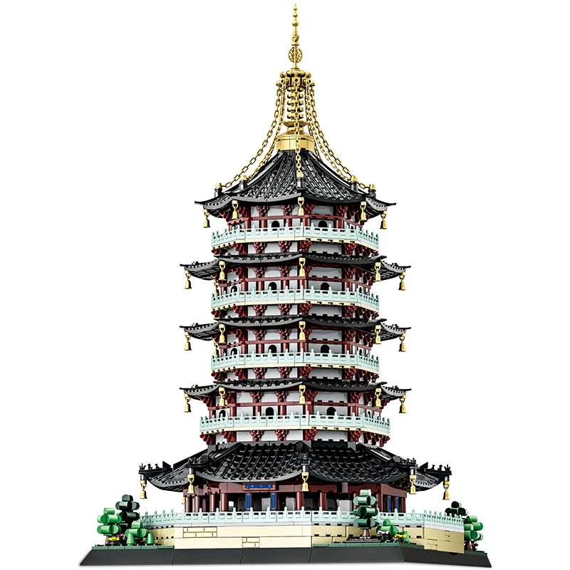1498 Pcs Leifeng Pagoda MOC Kit, Intricate DIY Architecture Model for Display, Challenging Toy Gift for All Ages