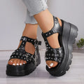 Summer 2026 Thick Bottom Sandals for Women Open Toe Chunky Platform Black Sandals Woman High Wedge Heels Sandles Female