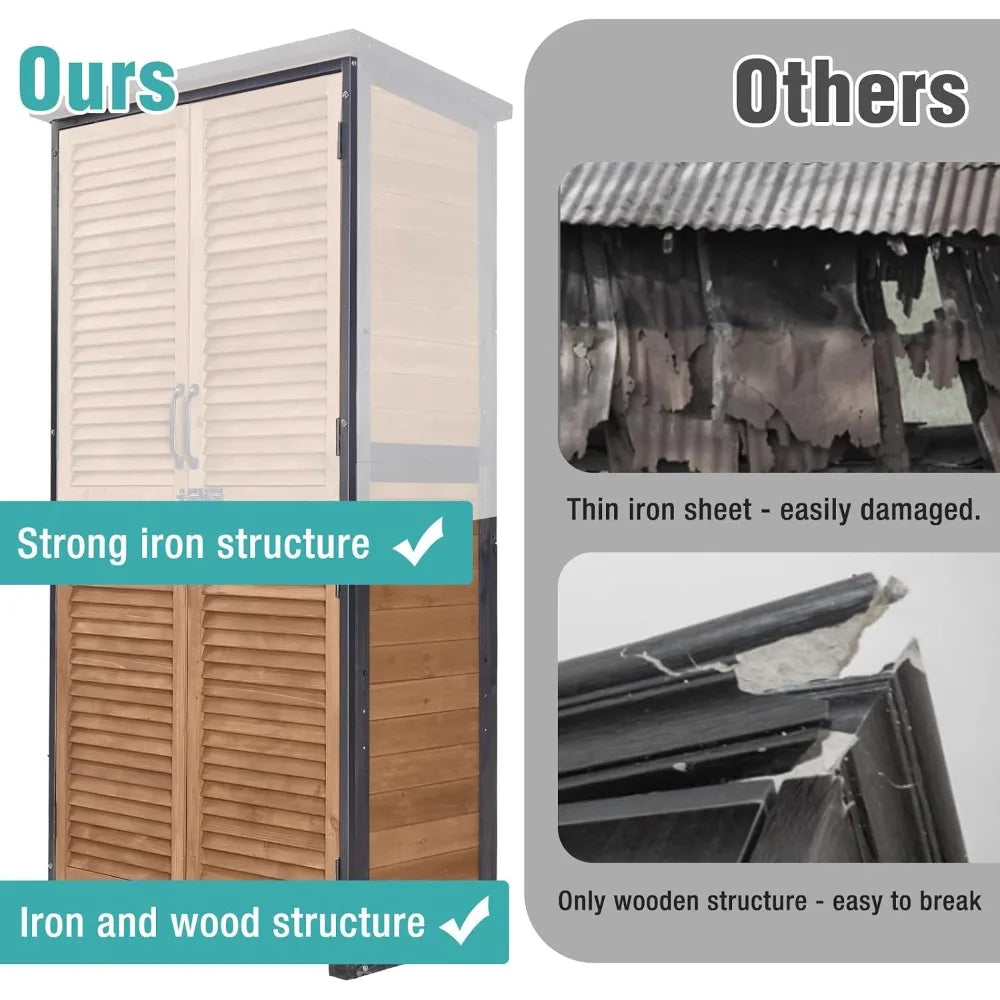 5FT Outdoor Storage Shed with 3-Level Adjustable Shelves, Weather-Resistant for Patio Garden Garage