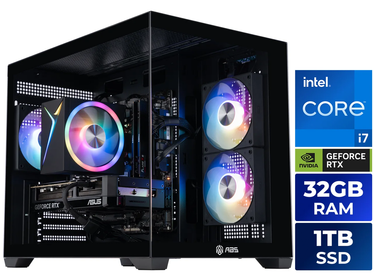 ABS Flux II Aqua Prebuilt Gaming PC - Windows 11 - Intel Core i7-14700F - GeForce RTX 5070 12GB - DLSS 4 - 32GB DDR5 - 1TB NVMe SSD
