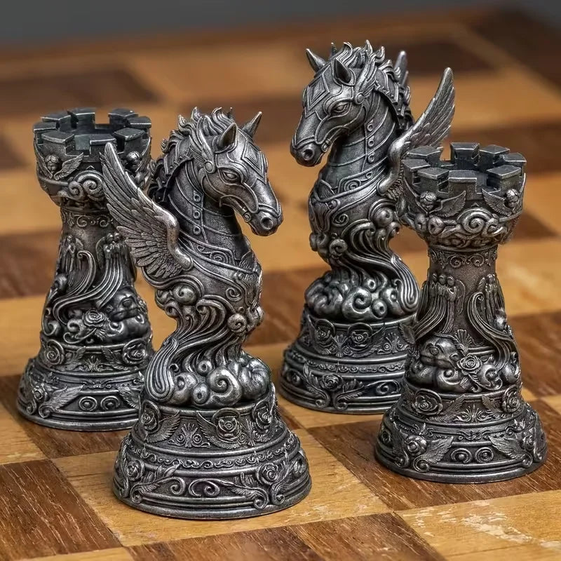 16 Pcs Black and White Angel Series Chess Desktop Decoration Ornament