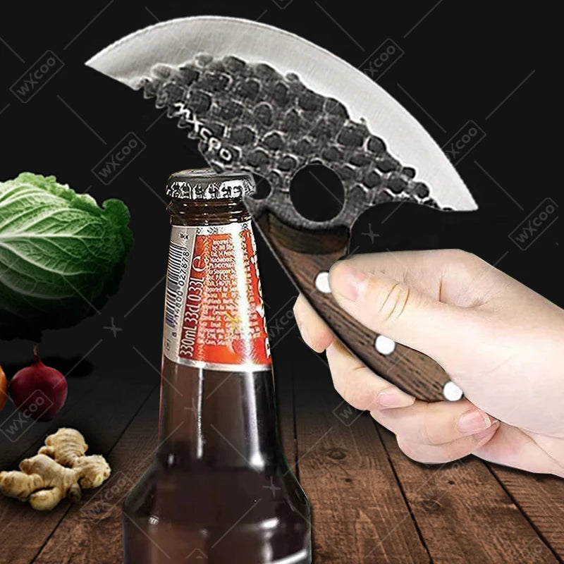 WXCOO Stainless Steel Kitchen Knives Household Cooking Chef Bone Chopping Cutter Hand Forged Fruit Utility Knife Bottle Opener