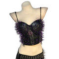 Emo Teen Kawaii Grunge Club Wear Gothic Y2K Vegan Leather TOPS Goth DIY Harajuku Punk Rock Purple Studded E-Girls Eco 90s Fairy