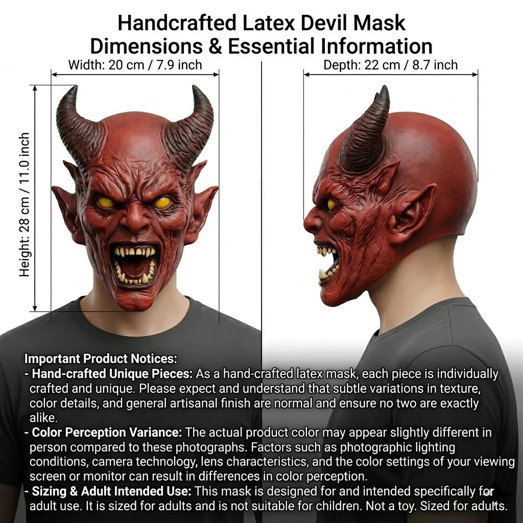 Scary Horned Demon Mask Full Head Latex Devil Mask Horror Halloween Cosplay Masks Costume Party Carnival Haunted House Prop
