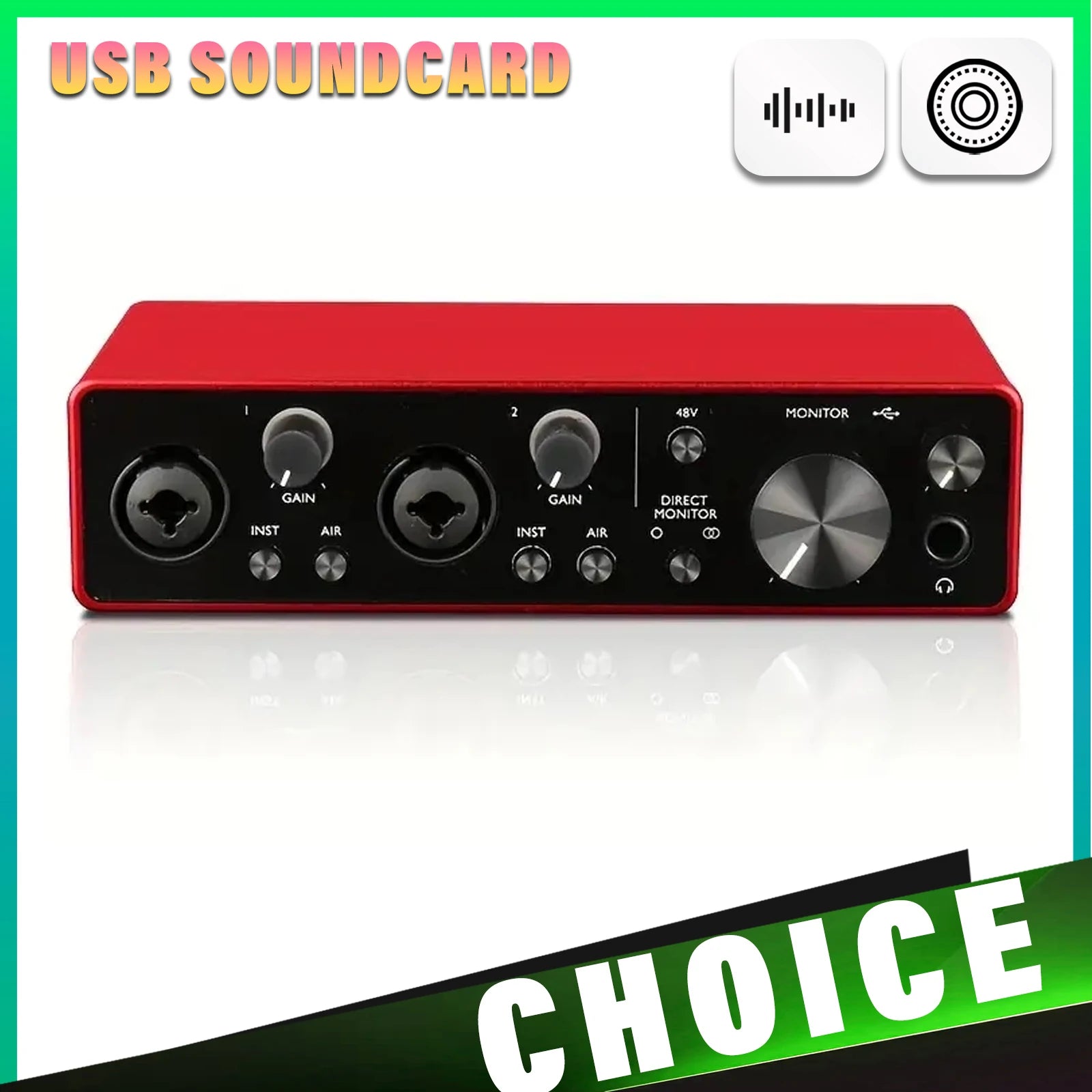 Studio Sound Card Professional Recording Sound Card Dubbing Equipment Professional External USB Audio Interface Sound Card Kit