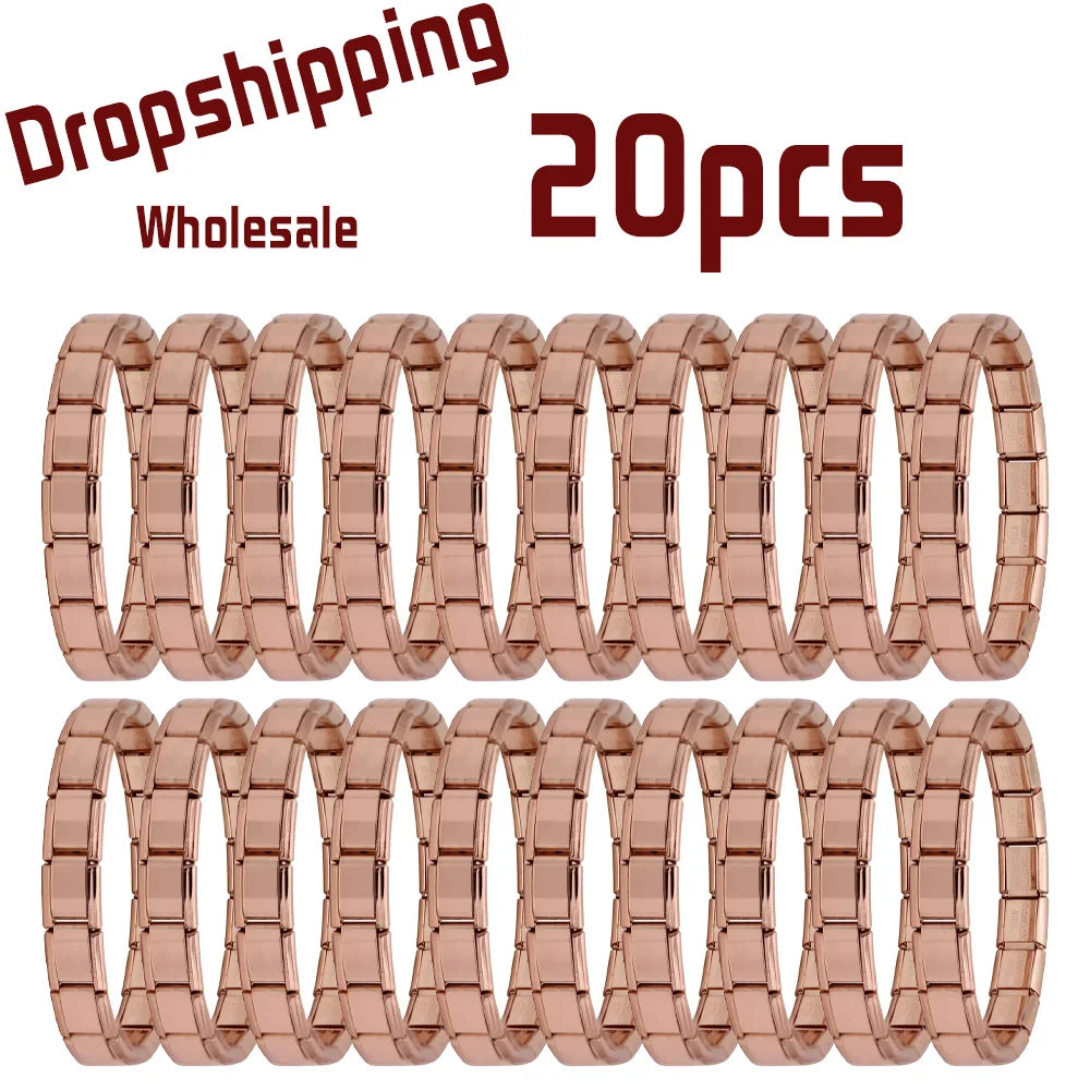Wholesale 20pcs 9mm Italian Charm Bracelet Base Stainless Steel Shiny Plain Blank Composable Modular Starter Links Bulk Lot Pac