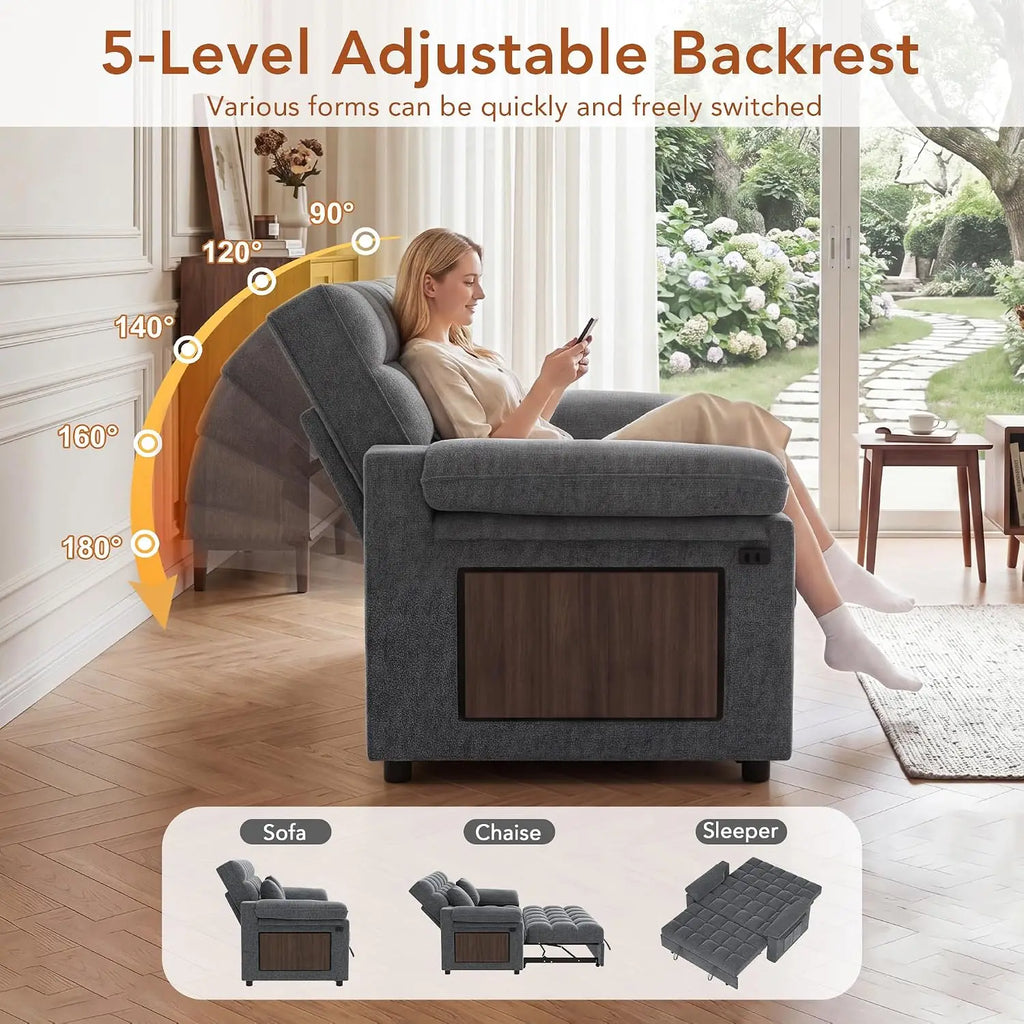 Sleeper Sofa Bed, 70" Pull Out Futon Couch with Small Table| USB Port | Side Pockets | Tool-Free Assembly |, Customized