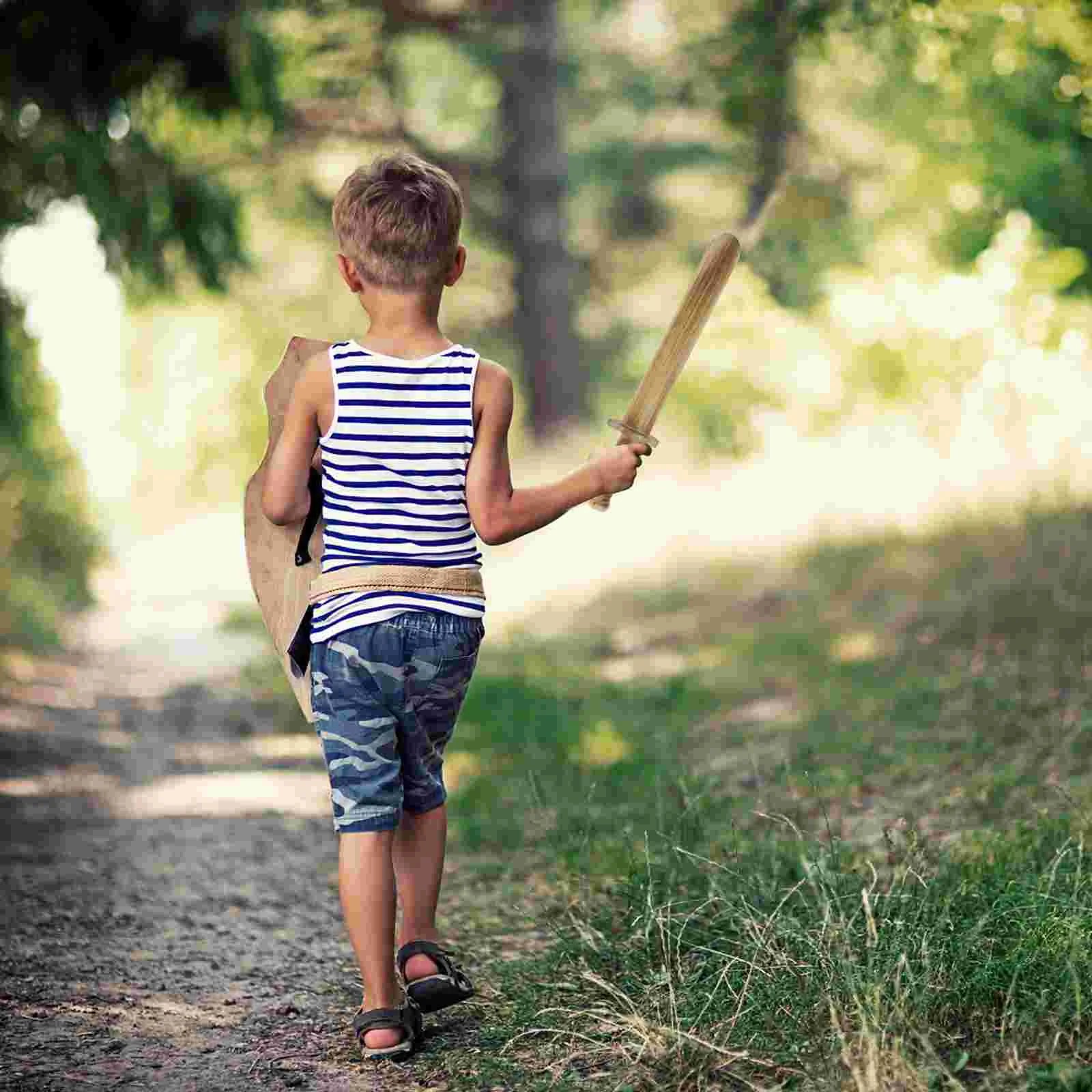 2Pcs Wooden Swords for Kids Safe Toy Swords Boys 5 8 Years Portable Small Pine Fighting Decor