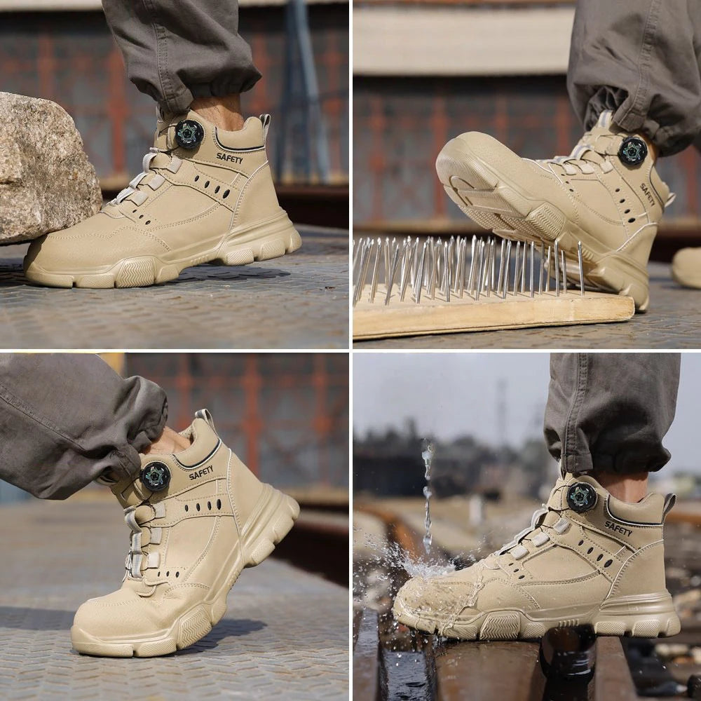 Halloween Men's Steel Toe Work Boots Water-Resistant Anti-Impact Puncture-Proof Tactical Hiking Boots for Industrial Outdoor Use