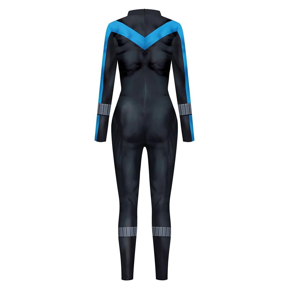 Superhero Nightwing Men Cosplay Zentai Bodysuit Dick Jumpsuit Costume Halloween Party Cosplay Catsuit Spandex Long Sleeves New