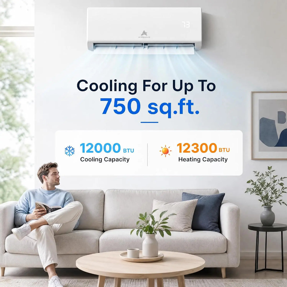 12000 BTU Mini Split AC/Heating System - Upgraded 22 SEER2 Split Unit AC and Heat Pump, 208-230V Quiet Ductless, Customized