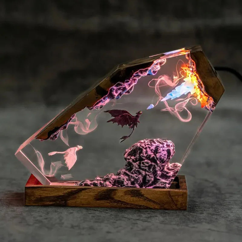 Cross-border Dragon Training Master Resin Light Toothless & Light Fury Night Fury White Epoxy Resin Ornament