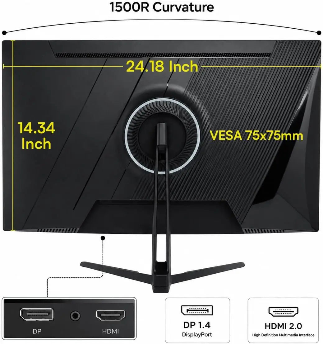 Great Voell 27-inch 240Hz Curved Gaming Monitor, 2K QHD, 1ms MPRT G-Sync, 1440p HDR VA Panel, 98% SRGB, HDMI 2.0 and DP 1.4, Tilt Adjustable, VESA Compatible, Black