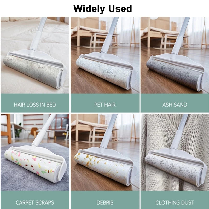 10cm~24cm Detachable Long Handle Sticky Roller Mop, Replacement Core paper,Clothes Cleaner, Pet Home, Car Cleaning, Gluing Tool,