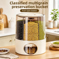 Rotary Divided Rice Bucket Household Grains Storage Container Insect‑Proof Moisture‑Proof Sealed Cereal Tank for Kitchen Pantry