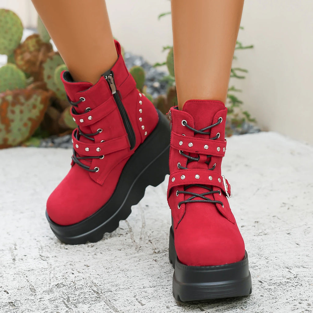 2025 Women Comfortable Ankle Boots Luxury Casual Elegant New Boots Platform Chunky Designer Shoes for Women Zapatos De Mujer
