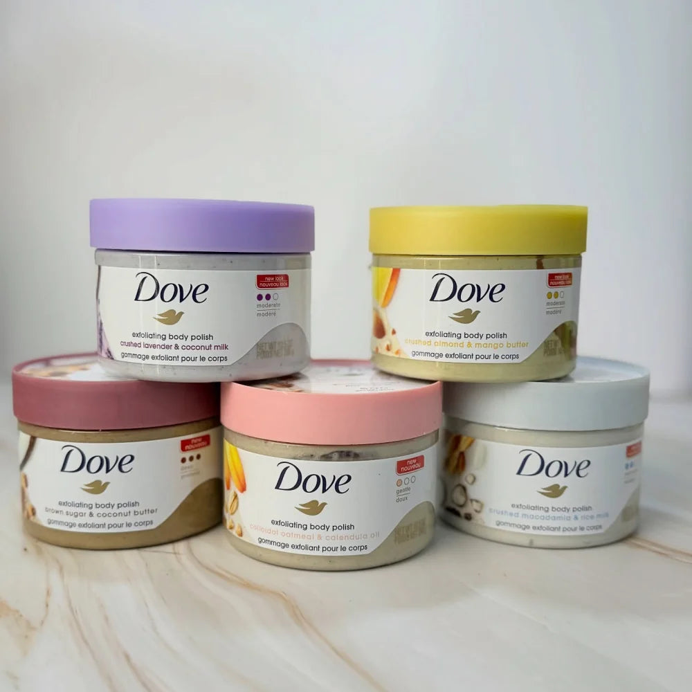 Dove Moisturizing Exfoliator for Dry Rough Skin Exfoliating Creamy Dense Texture Body Scrub Multi Fragrance Skin Care for Body