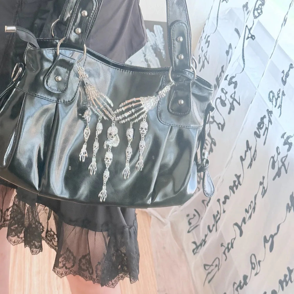 Vintage Subculture Punk Women's Bag Goth Spice Girl Large Capacity Locomotive Bag Single Shoulder Tote Bag