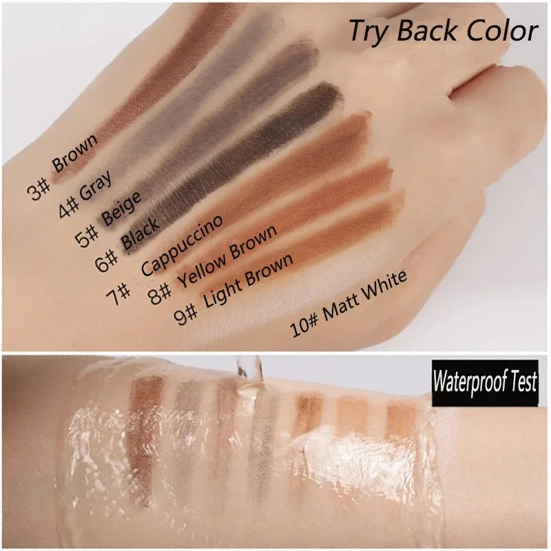 6/12PCS Eyebrow Pencil Hard Core Wholesale Makeup Pull Line Haozhuang Brand Permanent Peel off White Black Waterproof Natural