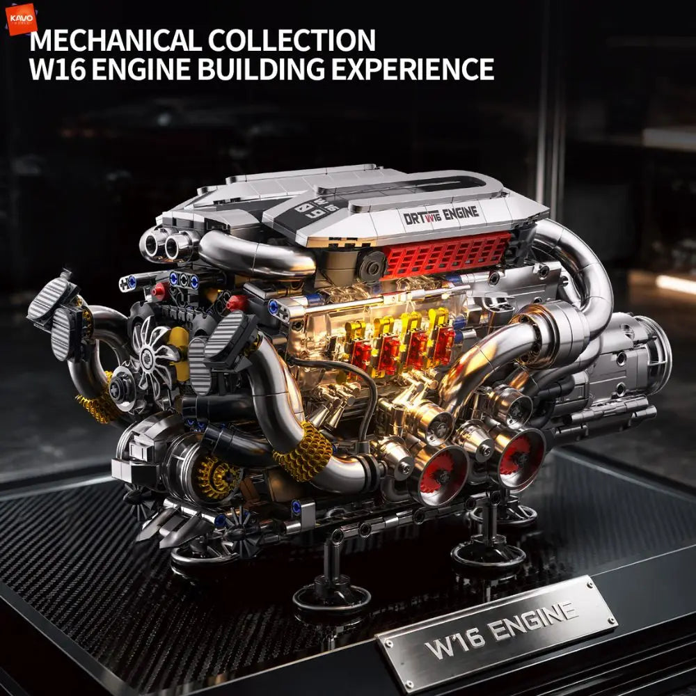 KAVOWORLD 1688PCS Technical Engine Building Kit Realistic Mechanical Motor Bricks Set DIY Assemble Engineering Toys for Adults