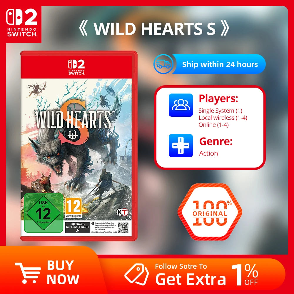 Nintendo Switch 2 Game  - WILD HEARTS S -  Nintendo Physical Game Card for Switch 2