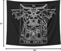VIKAMA Devil Tarot Tapestry (Black And White) - Bavermott - Gothic Evil Witch Halloween Home Decoration Wall Hanging