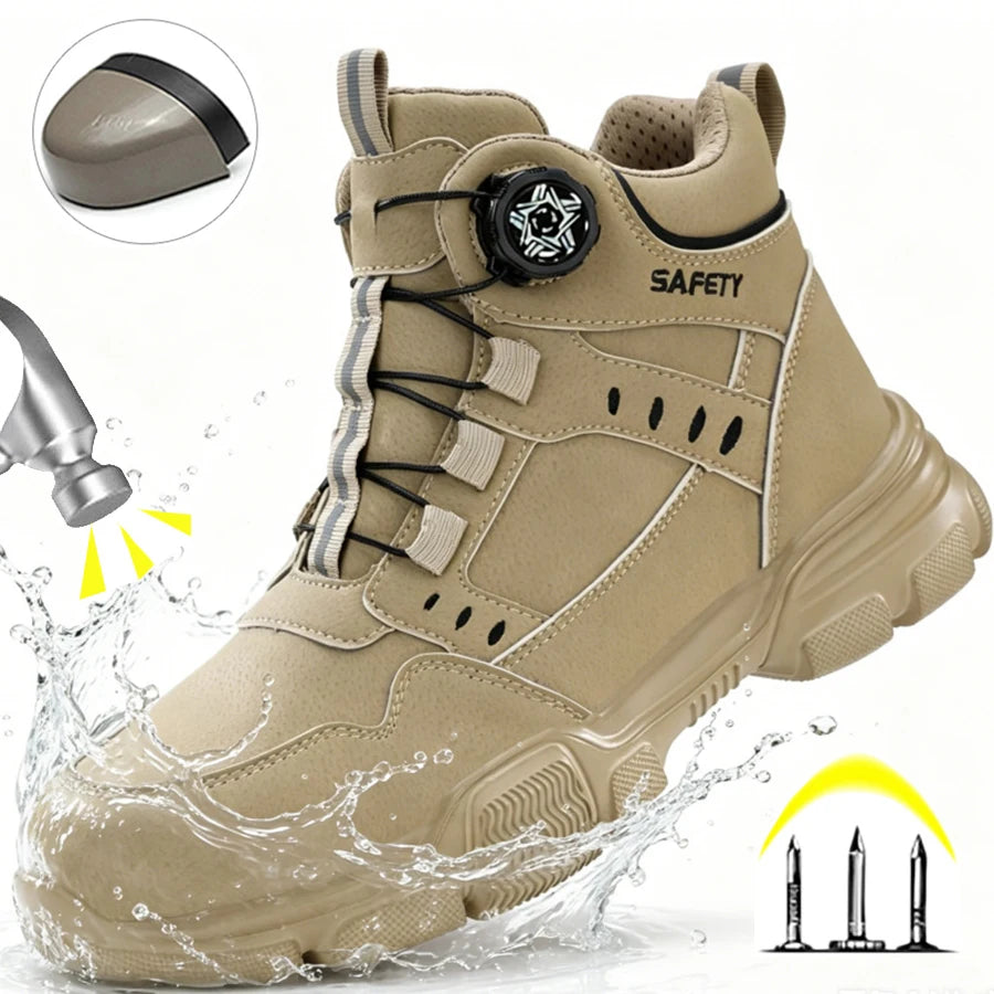 Halloween Men's Steel Toe Work Boots Water-Resistant Anti-Impact Puncture-Proof Tactical Hiking Boots for Industrial Outdoor Use