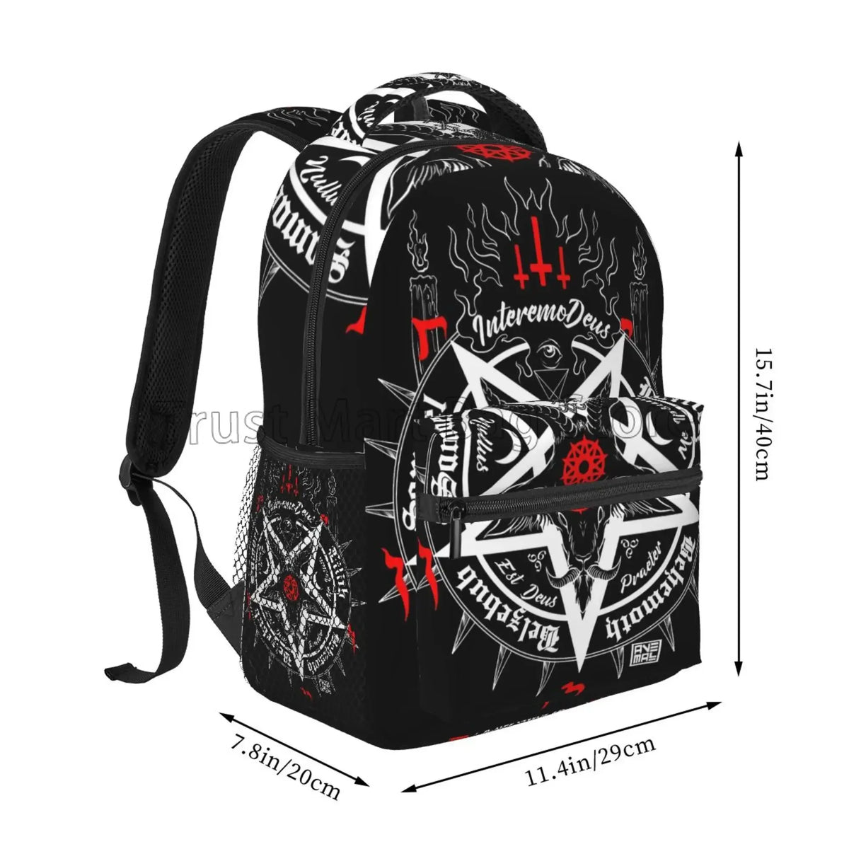 Satanic Occult Black Satan Skull Dead Goat Head Graphic Print Laptop Backpack Unisex Large Casual Shoulder Bags Travel Daypack