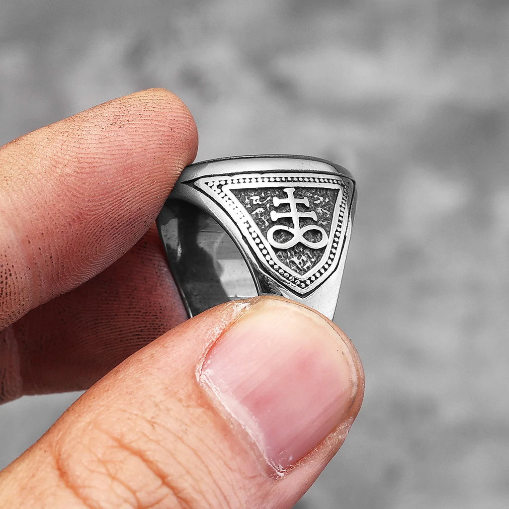 Vintage Lucifer Satan Stainless Steel Mens Rings Gothic Unique Punk  for Male Boyfriend Biker Jewelry Creativity Gift Wholesale
