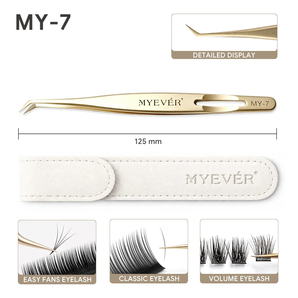 MYEVER Anti-Slip Eyelash Extension Tweezers Steel High-Density Fiber Tip Eyelash & Eyebrow Professional Precision Makeup Tools