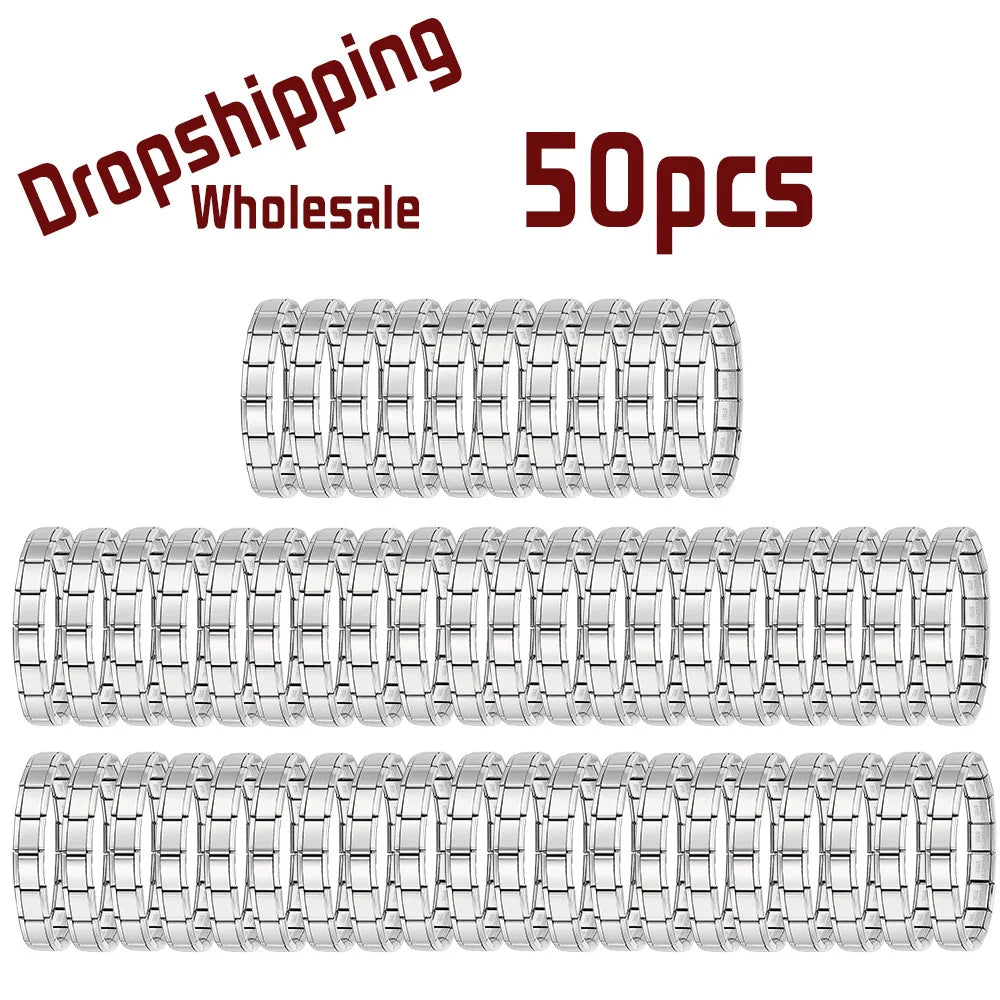 50pcs Italian Charm Stainless Steel 9mm Colorful Style Elastic Bracelet for Woman Men DIY Making GIft Dropshipping Wholesale