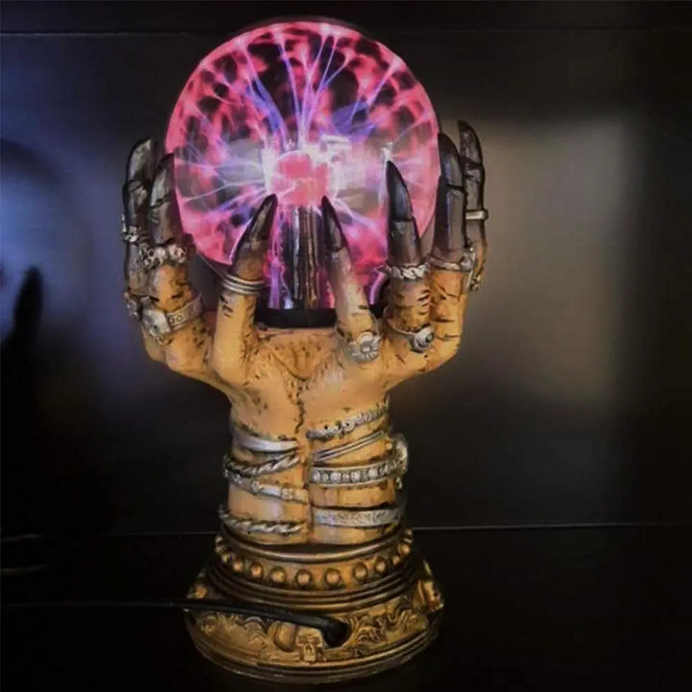 Witch's Grasp Crystal Ball Light - Gothic Decor LED Lamp, Skeleton Hand Crystal Ball, Mystical Home Decor for Halloween & Cospla