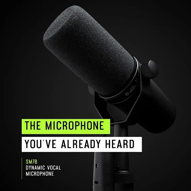 Shure SM7B Microphone Sm7b Dynamic Microphone Podcast Studio Set for Live/Stage Recording Podcasting Cardioid Black Metal Mic