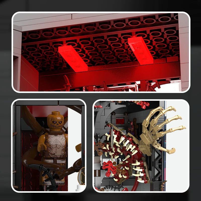 Strangered Story Upside Down Vecna Monster House Book Nook Kit Building Blocks 3D Puzzle Bookshelf LED Bricks Toys For Kids Gift