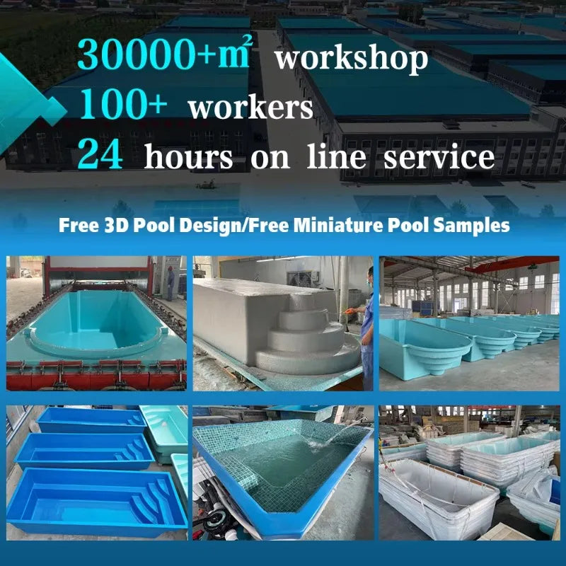Custom Small Family Garden House Prefab Outdoor Spa Swim Pool Fiberglass Inground Swimming Pool for Adults