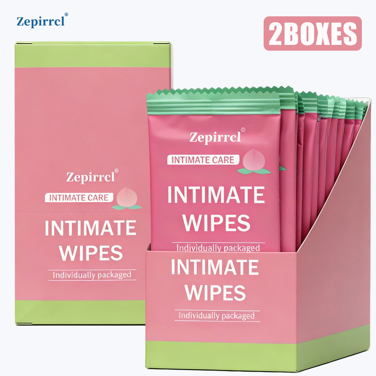 2 Boxes of Disposable Feminine Intimate Wipes, Ph Balanced, Gentle and Skin-Friendly, Individually Packaged, Suitable for Daily Use, Menstruation, Travel, Fitness, and Postpartum Use Each Box Contains 60 Tablets