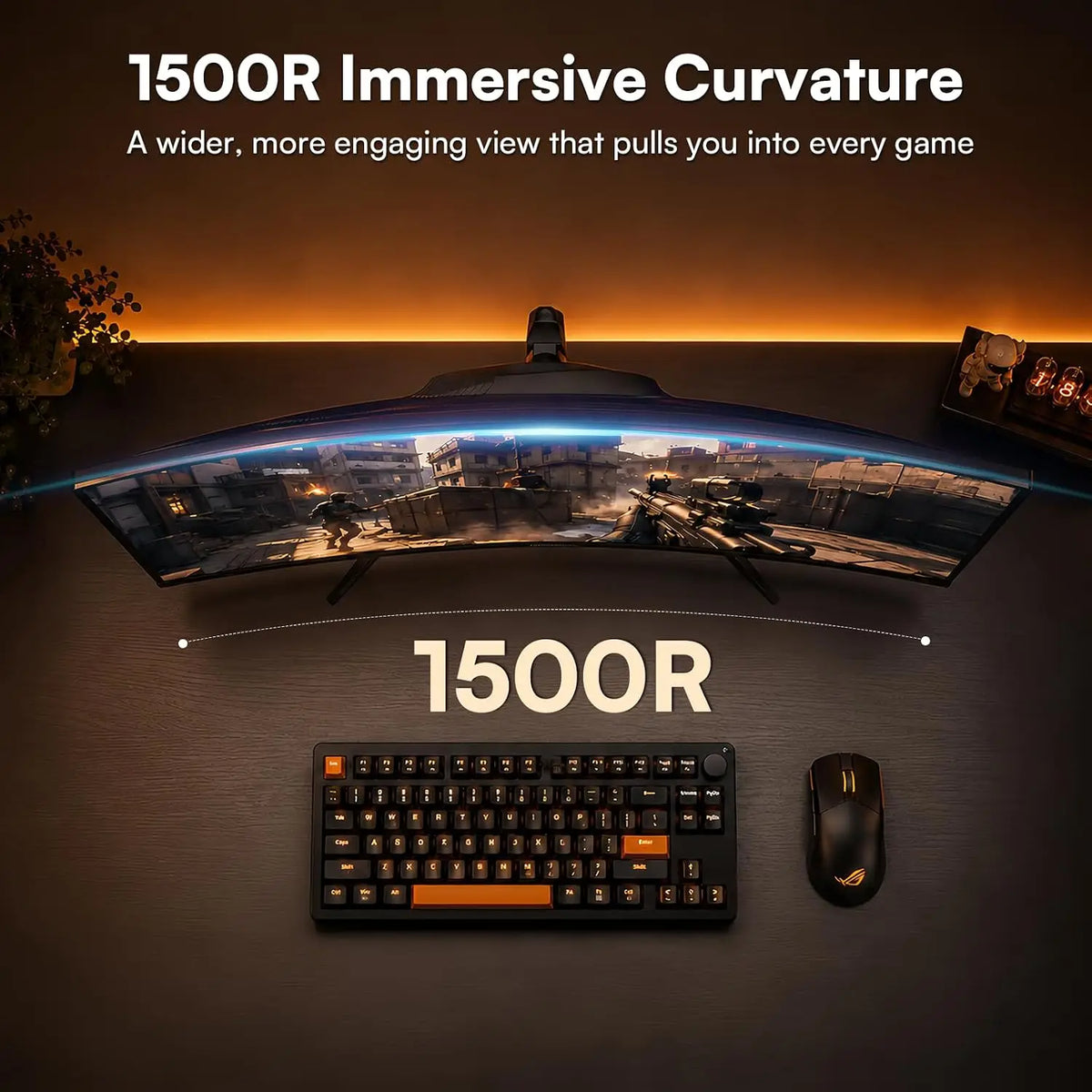 Great Voell 27-inch 240Hz Curved Gaming Monitor, 2K QHD, 1ms MPRT G-Sync, 1440p HDR VA Panel, 98% SRGB, HDMI 2.0 and DP 1.4, Tilt Adjustable, VESA Compatible, Black