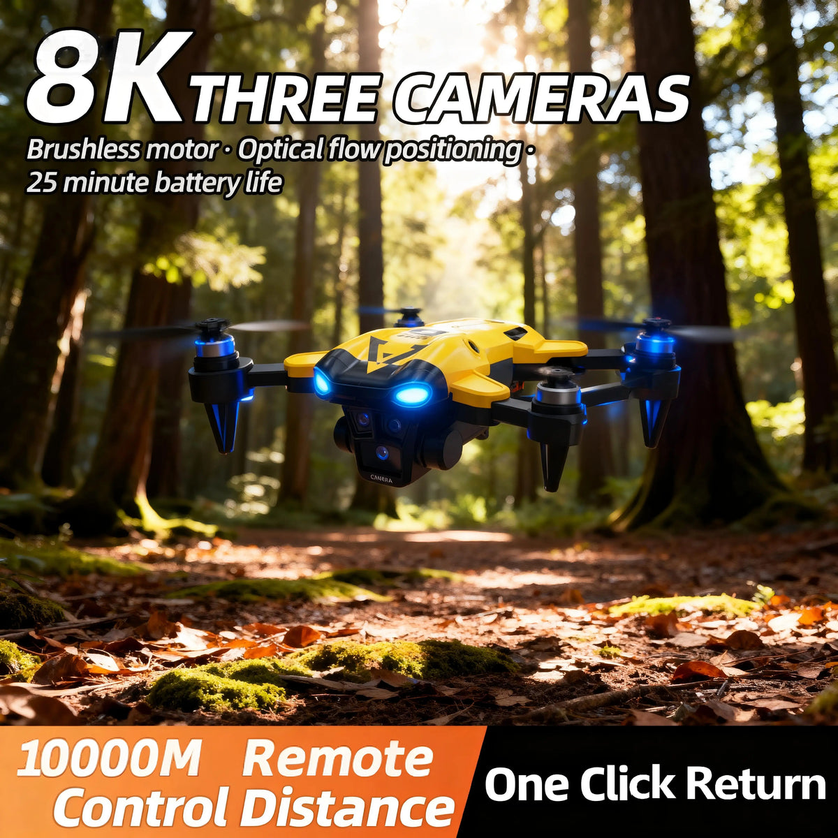 New B9 Pro RC Drone 4K 1080P Wide Angle Dual HD Camera Foldable Quadcopter WiFi FPV Altitude Hold， Long Endurance Drone - Equipped With Optical Flow Positioning And Dual High-definition Cameras, It Is The Perfect Gift For Adults And Aviation Photography E