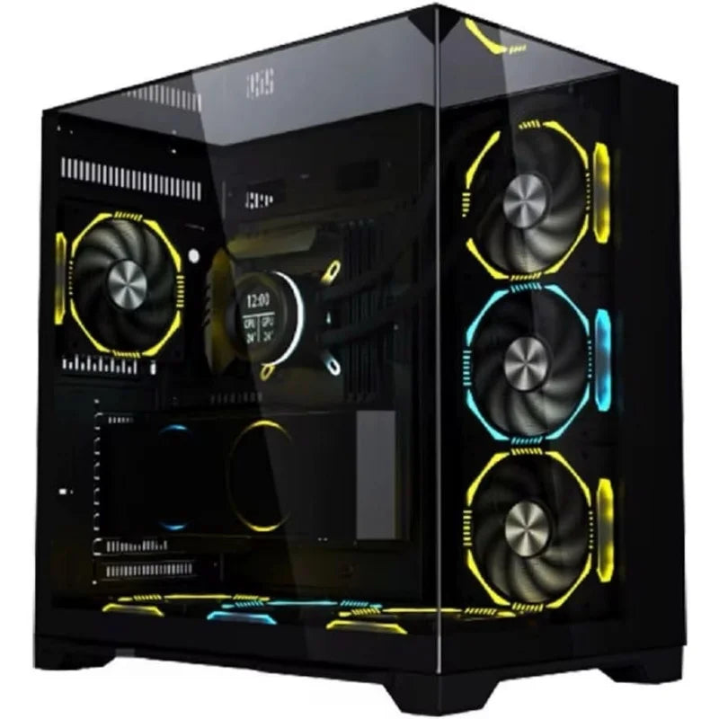 HALL GAMING O11 Vision Compact Stainless Steel ATX Mid Tower PC with Contact Back Support - O11VPX Black Case PC