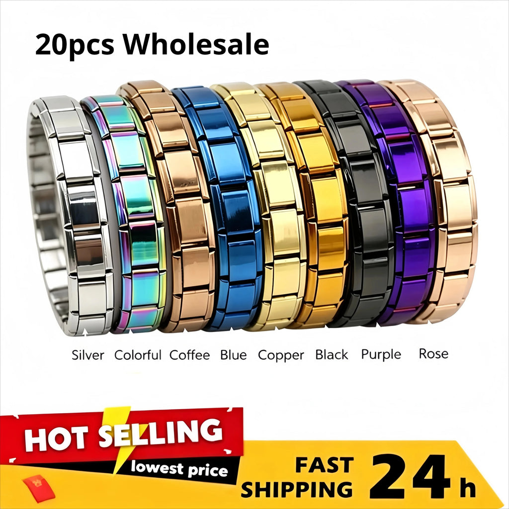 20pcs Wholesale Charms Italian Stainless Steel 9mm Colorful Style Elastic Bracelet Woman Men DIY Making Gift Bulk Dropshipping