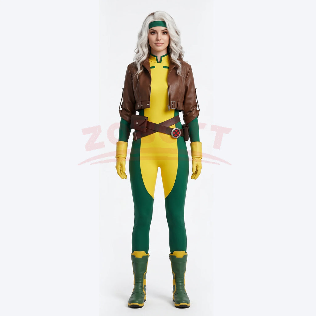 Rogue Cosplay Costume Fantasia X 97 Roleplay Jumpsuit Coat Belt Outfits Halloween Carnival Party Clothing