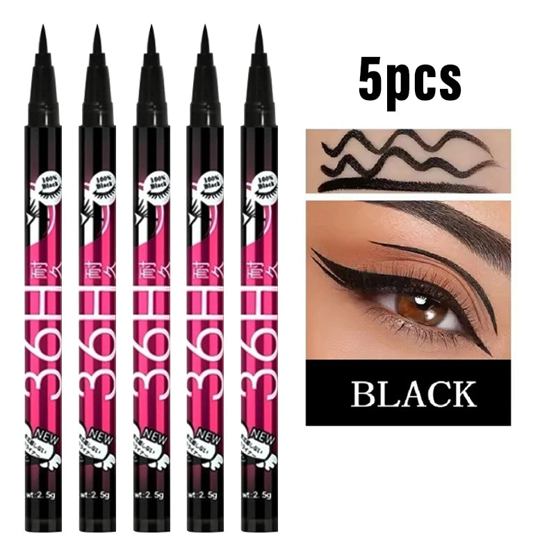 1/5/12PCS Black Liquid Eyeliner Set Waterproof Quick Dry Ultra Fine Smooth Eye Liner Pencil Pen Makeup Cosmetic Beauty Tools