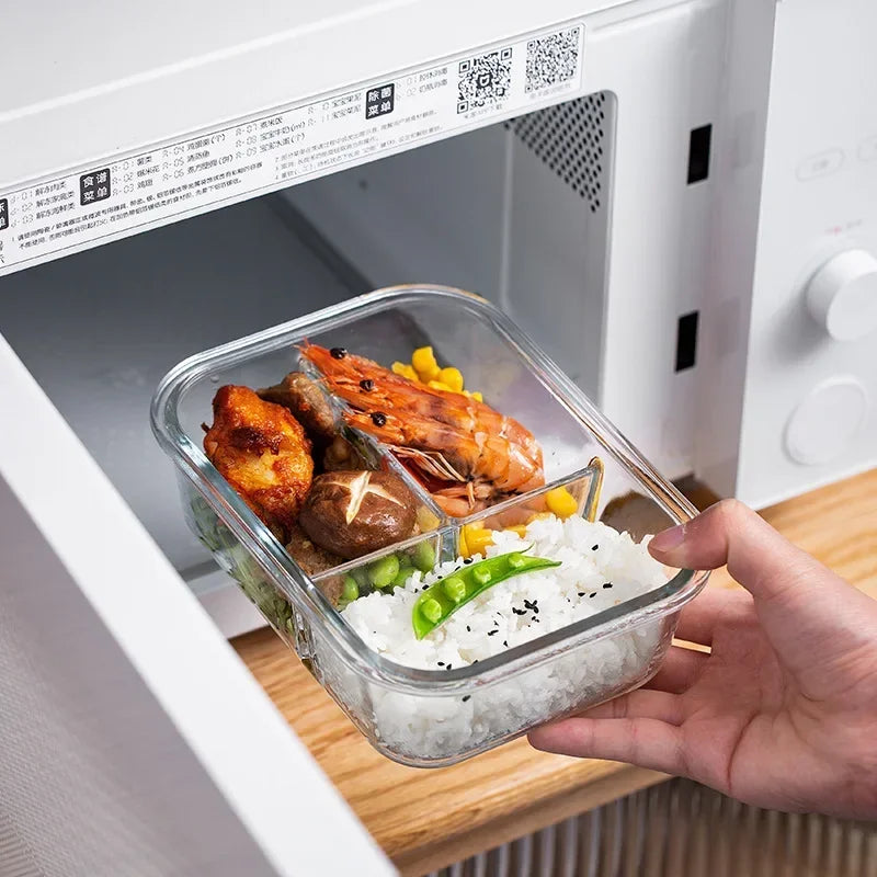 Glass Fresh-Keeping Box High Borosilicate Heat-Resistant Microwave Oven Bento Fridge Special Sealed Bowl Food Storage Containers