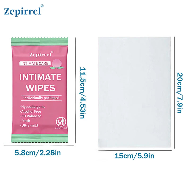 2 Boxes of Disposable Feminine Intimate Wipes, Ph Balanced, Gentle and Skin-Friendly, Individually Packaged, Suitable for Daily Use, Menstruation, Travel, Fitness, and Postpartum Use Each Box Contains 60 Tablets