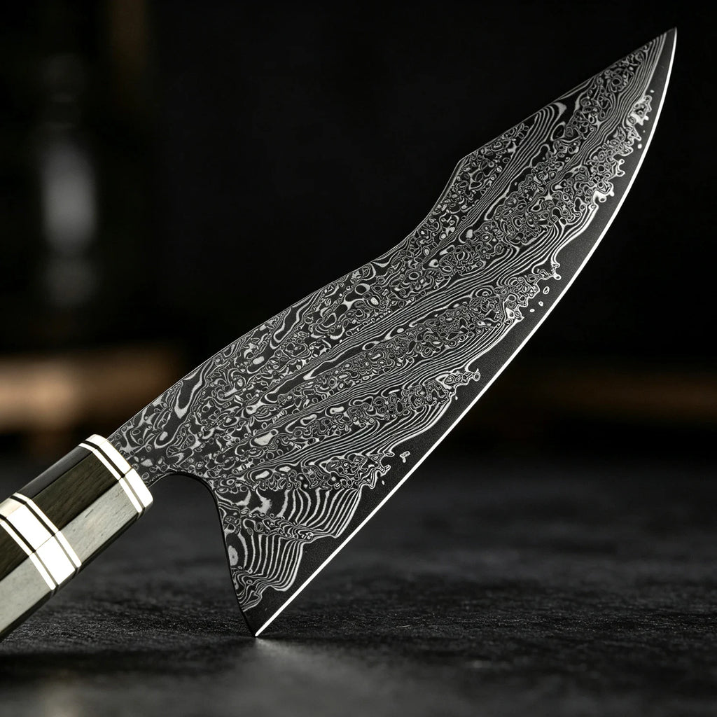 XITUO 8" Damascus Steel Chef Knife, Ultra Sharp Japanese Kitchen Chopper & Meat Cleaver with Octagonal Black Rosewood Handle
