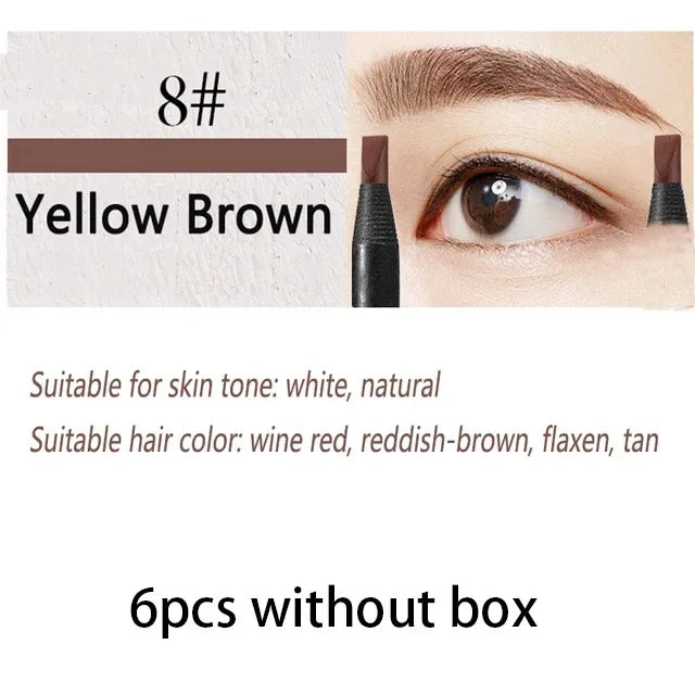 6/12PCS Eyebrow Pencil Hard Core Wholesale Makeup Pull Line Haozhuang Brand Permanent Peel off White Black Waterproof Natural