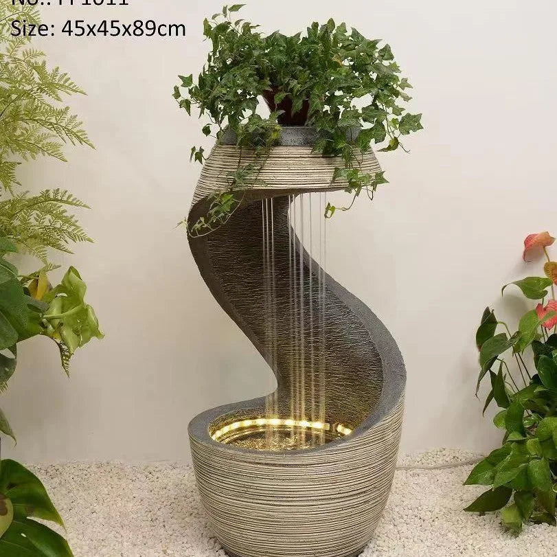 European Light Luxury Floor Water Fountain Modern Circulating Water Feature Entrance Lucky Decor Humidifier Indoor Ornament