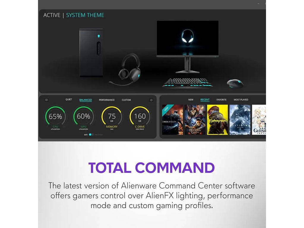 Alienware Aurora Gaming Desktop ACT1250 - Intel Core Ultra 7 265F Processor, Air Cooled, NVIDIA GeForce RTX 5060Ti, 16GB DDR5 RAM, 1TB SSD, 500W Platinum Rated PSU, Win 11 Home - Clear Panel